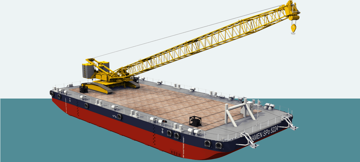 Crane barge with hammer - characteristics